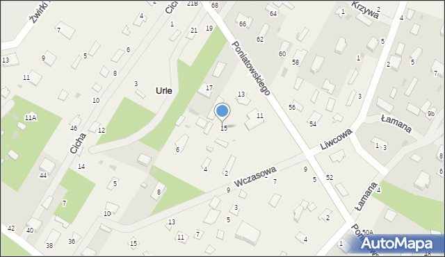 Urle, Poniatowskiego, 15, mapa Urle