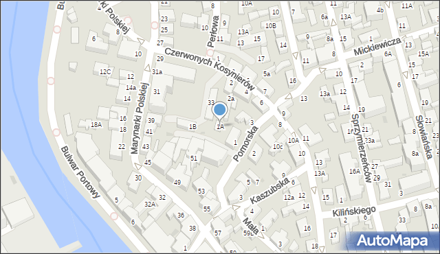 Ustka, Pomorska, 1A, mapa Ustka
