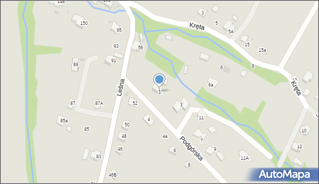 Ustroń, Podgórska, 1, mapa Ustroń