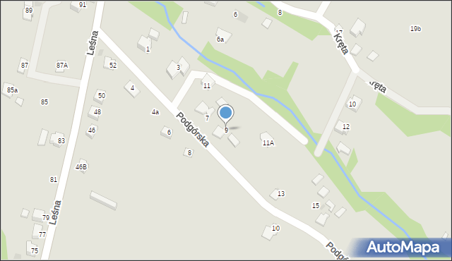 Ustroń, Podgórska, 9, mapa Ustroń