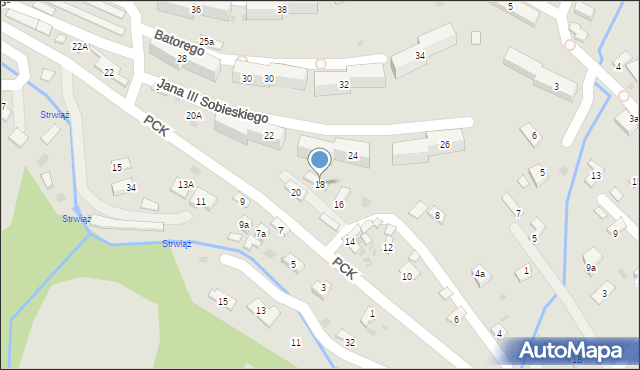 Ustrzyki Dolne, Polskiego Czerwonego Krzyża, 18, mapa Ustrzyki Dolne