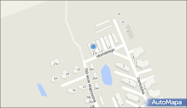 Wąbrzeźno, Połomskiego Ksawerego, ks., 1, mapa Wąbrzeźno