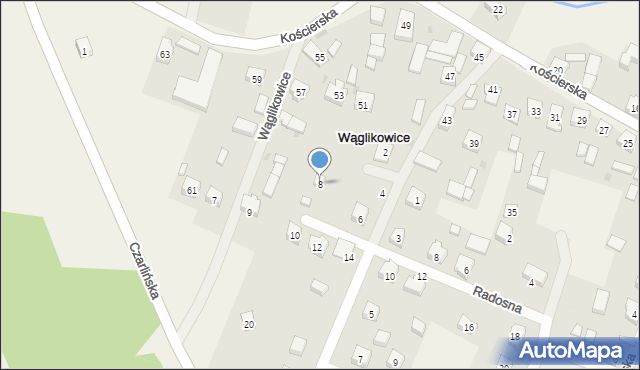 Wąglikowice, Pogodna, 8, mapa Wąglikowice