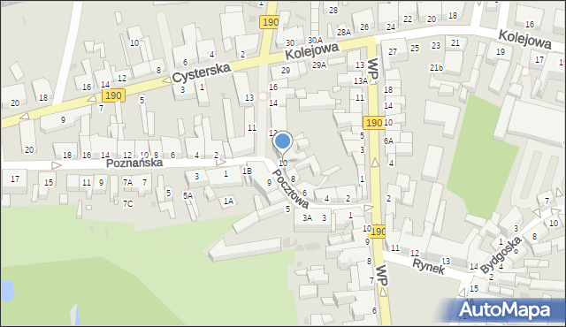 Wągrowiec, Pocztowa, 10, mapa Wągrowiec