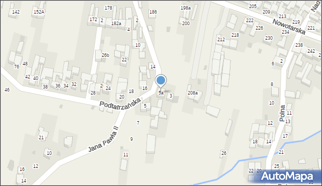 Waksmund, Podtatrzańska, 5a, mapa Waksmund