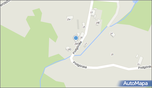 Wałbrzych, Podgórska, 16A, mapa Wałbrzycha