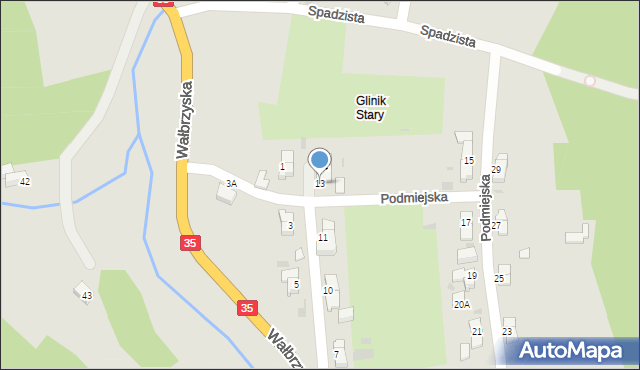Wałbrzych, Podmiejska, 13, mapa Wałbrzycha