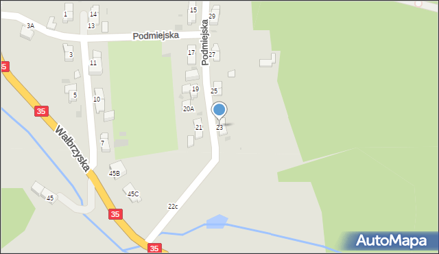 Wałbrzych, Podmiejska, 23, mapa Wałbrzycha