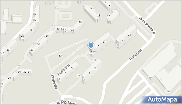 Wałbrzych, Poselska, 13, mapa Wałbrzycha