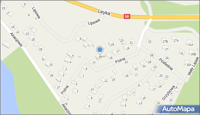 Warchały, Podleśna, 13, mapa Warchały