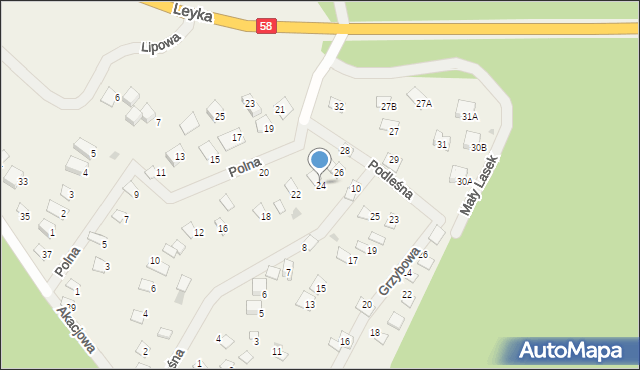 Warchały, Podleśna, 24, mapa Warchały