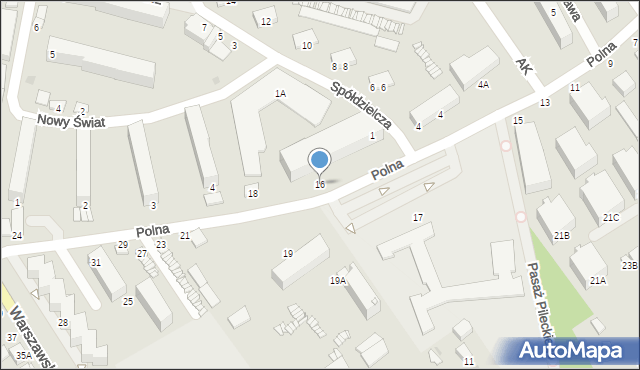 Warka, Polna, 16, mapa Warka