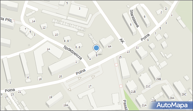 Warka, Polna, 4, mapa Warka