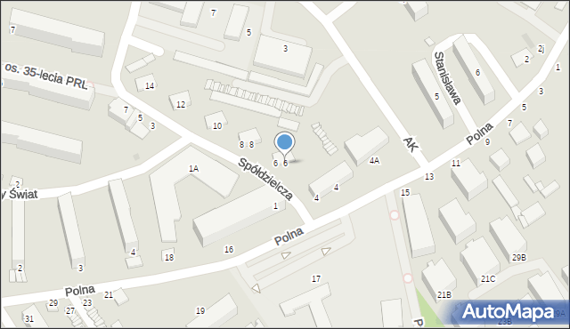 Warka, Polna, 6, mapa Warka