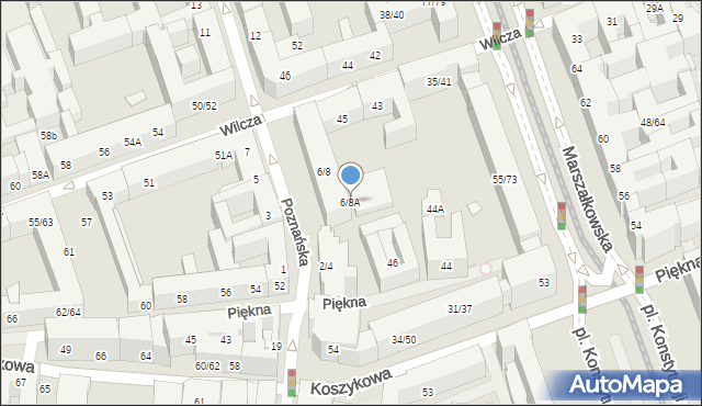 Warszawa, Poznańska, 6/8A, mapa Warszawy