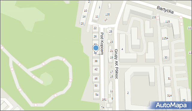Warszawa, Pod Kopcem, 36, mapa Warszawy