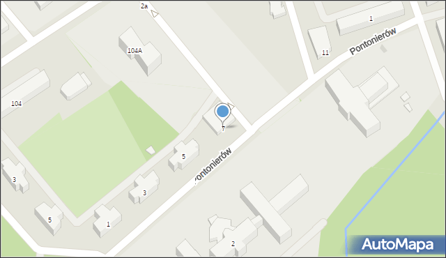 Warszawa, Pontonierów, 7, mapa Warszawy