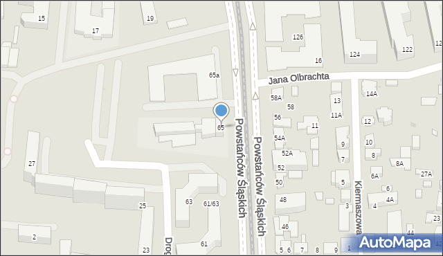 Warszawa, Powstańców Śląskich, 65, mapa Warszawy