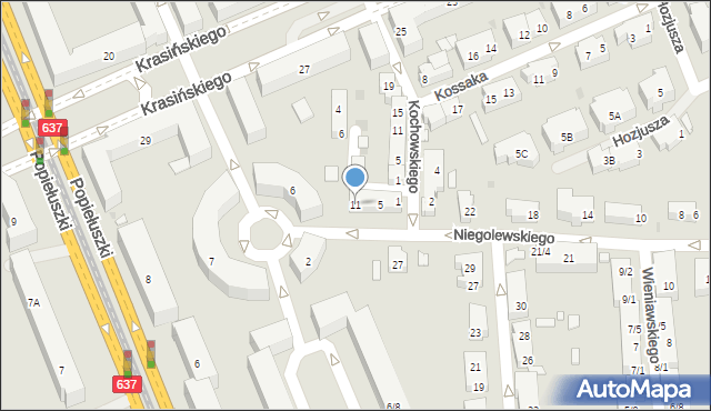 Warszawa, Podstarościch, 11, mapa Warszawy