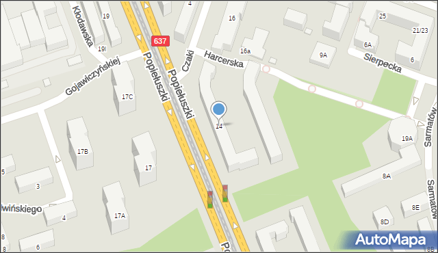 Warszawa, Popiełuszki Jerzego, bł. ks., 14, mapa Warszawy
