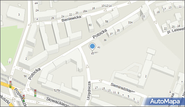 Warszawa, Potocka, 43, mapa Warszawy