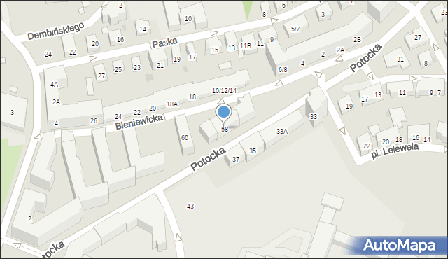 Warszawa, Potocka, 58, mapa Warszawy
