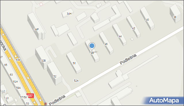 Warszawa, Podleśna, 48, mapa Warszawy