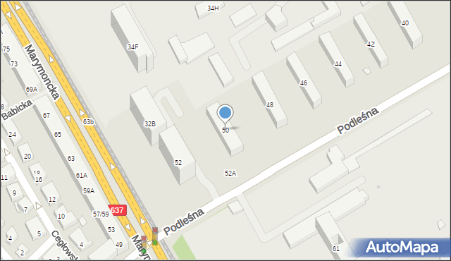 Warszawa, Podleśna, 50, mapa Warszawy