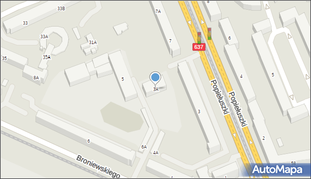 Warszawa, Popiełuszki Jerzego, bł. ks., 3A, mapa Warszawy