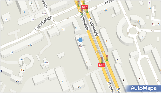 Warszawa, Popiełuszki Jerzego, bł. ks., 7A, mapa Warszawy