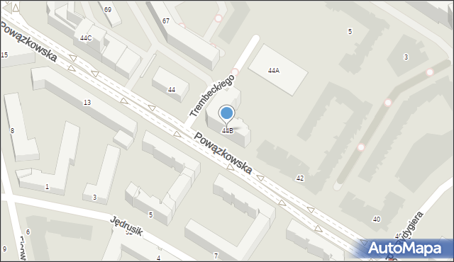 Warszawa, Powązkowska, 44B, mapa Warszawy