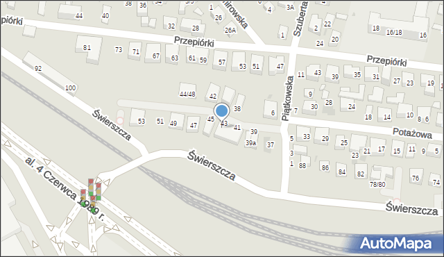 Warszawa, Potażowa, 43a, mapa Warszawy