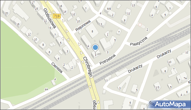 Warszawa, Potrzebna, 1, mapa Warszawy