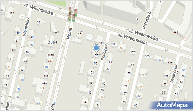 Warszawa, Podbipięty Longinusa, 57, mapa Warszawy