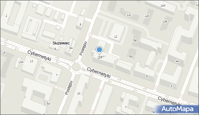 Warszawa, Postępu, 12A, mapa Warszawy