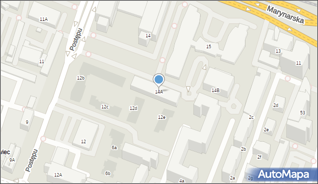 Warszawa, Postępu, 14A, mapa Warszawy