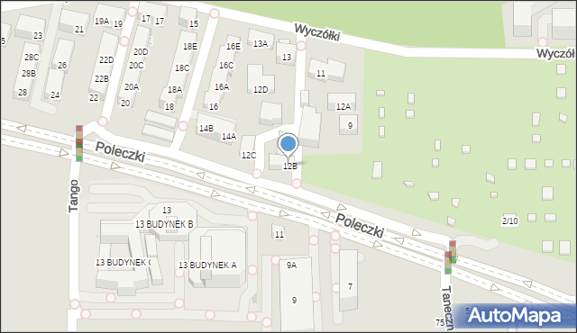 Warszawa, Poleczki, 12B, mapa Warszawy