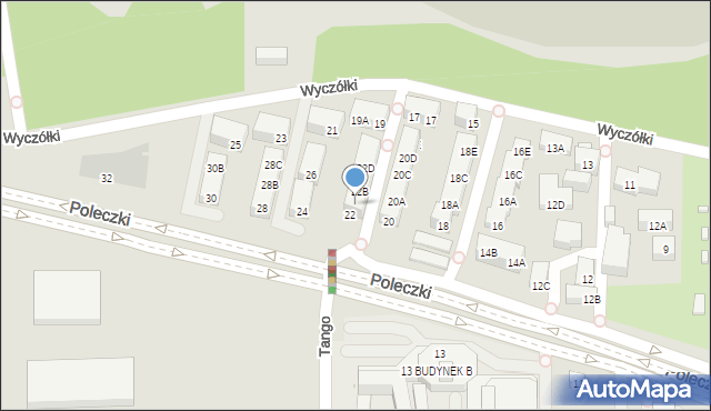 Warszawa, Poleczki, 22A, mapa Warszawy