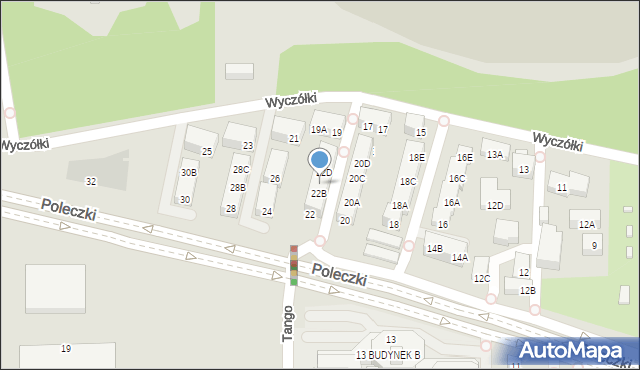 Warszawa, Poleczki, 22C, mapa Warszawy