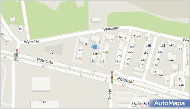 Warszawa, Poleczki, 28B, mapa Warszawy