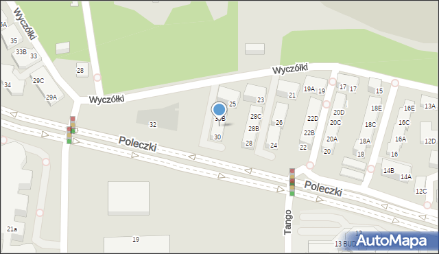 Warszawa, Poleczki, 30A, mapa Warszawy