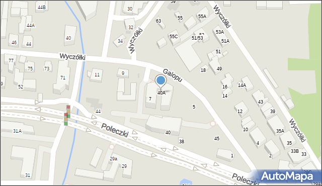 Warszawa, Poleczki, 40A, mapa Warszawy