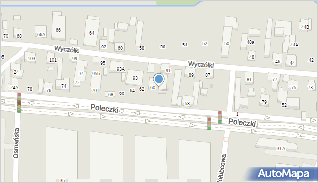 Warszawa, Poleczki, 60a, mapa Warszawy