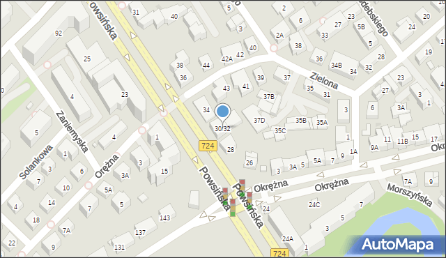 Warszawa, Powsińska, 30/32, mapa Warszawy