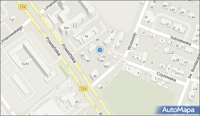 Warszawa, Powsińska, 58A, mapa Warszawy