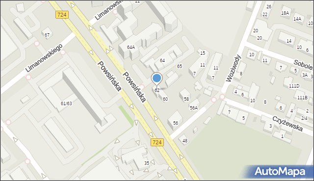 Warszawa, Powsińska, 62, mapa Warszawy