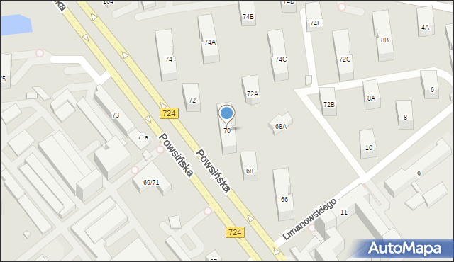 Warszawa, Powsińska, 70, mapa Warszawy