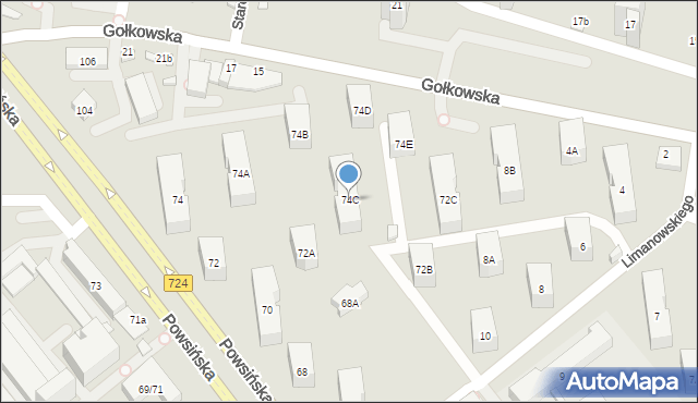 Warszawa, Powsińska, 74C, mapa Warszawy