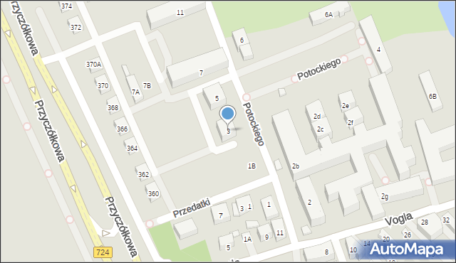 Warszawa, Potockiego Stanisława Kostki, 3, mapa Warszawy