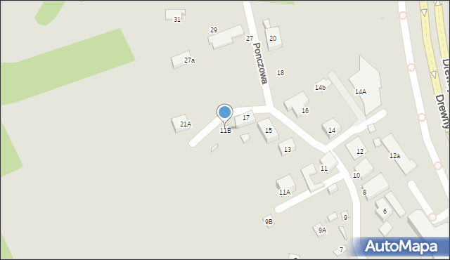 Warszawa, Ponczowa, 11B, mapa Warszawy